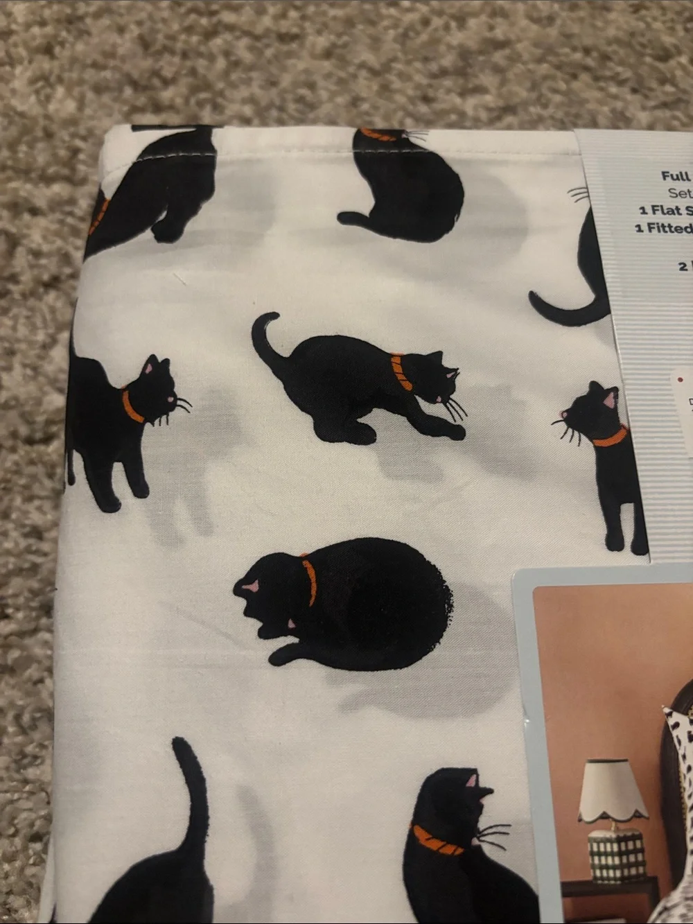 NWT Cath Kidston Black Cat Halloween Full Sheet Set